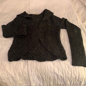 Gray cardigan wool blend hoodie